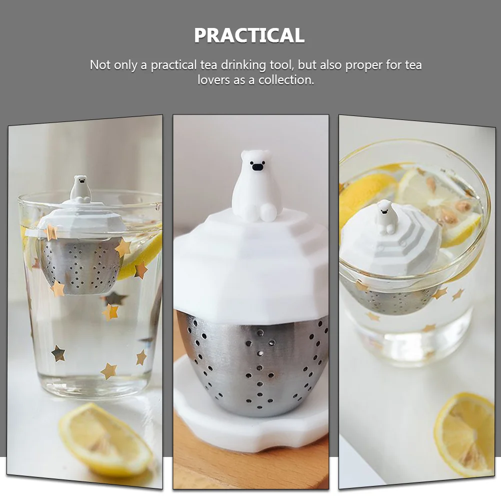 

Polar Bear Tea Strainer Stainless Steel Cartoon Tea Filter Adornment Exquisite Home Accessory Heat Resistant Design