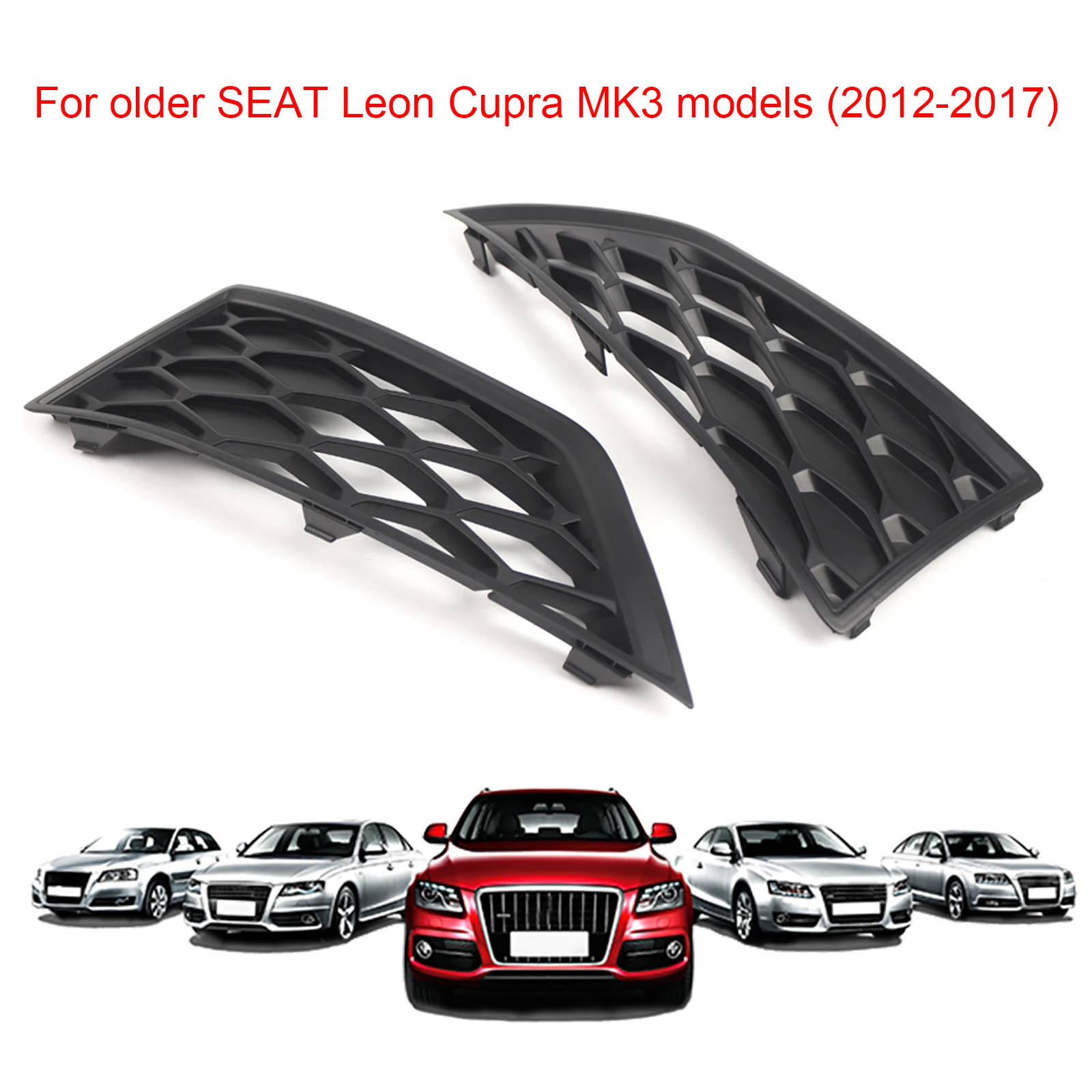 

Side Front Bumper Lower Bezel Grille Front Side Grill Covers Front Bumper Fog Light Cover for SEAT Leon Pre-Facelift 2012-2017