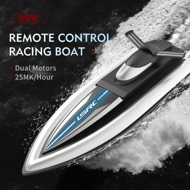 Barco elétrico RC de 2,4 GHz e 4 canais, barco de controle remoto de alta velocidade, modelo 25MK/H, brinquedo ao ar livre para adultos e crianças