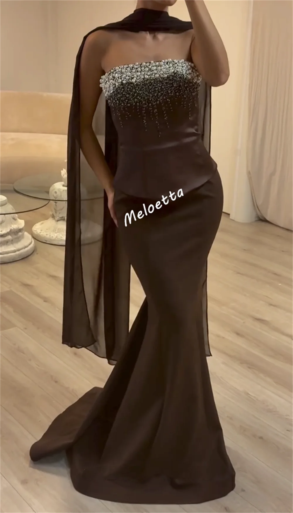 Customized High Quality Luxury Evening Dress Beading Bespoke Occasion Strapless Mermaid Long Dresses Elegant Party Glitter image 3