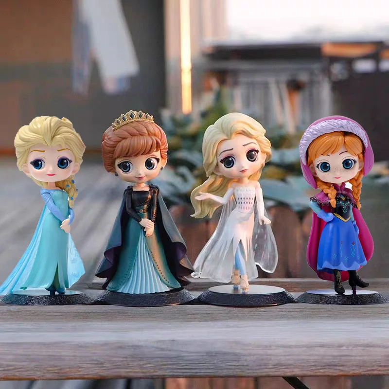 Disney Snow Princess Anna Elsa Action Doll, PVC Model Doll Collection, Cake Decoration Ornaments, Children's Toys Birthday Gifts