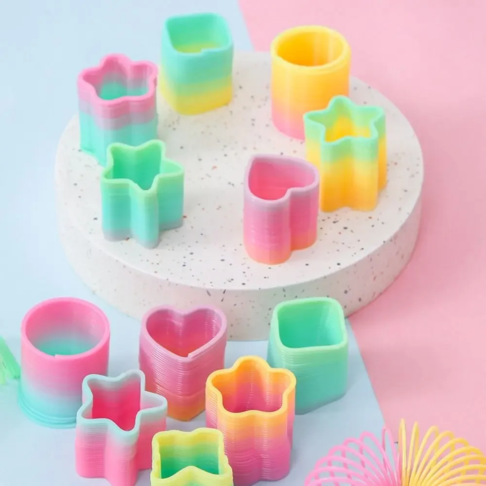 5pcs Multi-Shape Rainbow Magic Springs Toys Plastic Birthday Party Favors Creative Spring Coil Pinata Fillers Gifts Goodie Bag