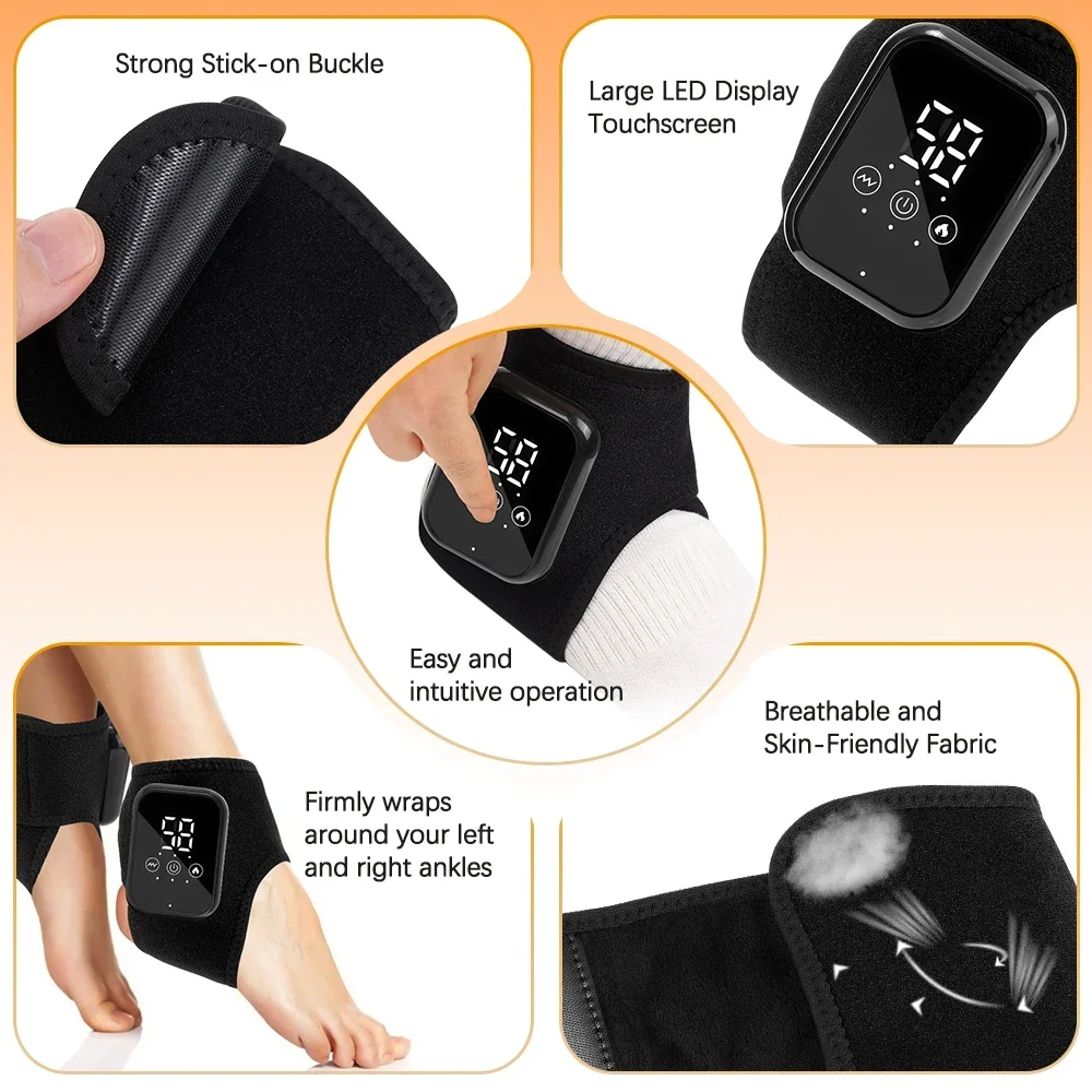 

Electric Ankle Heating Massage Hot Compress Vibration Foot Massage 3 Heating Level Ankle Joint Brace Wrap Foot Warmer Massage