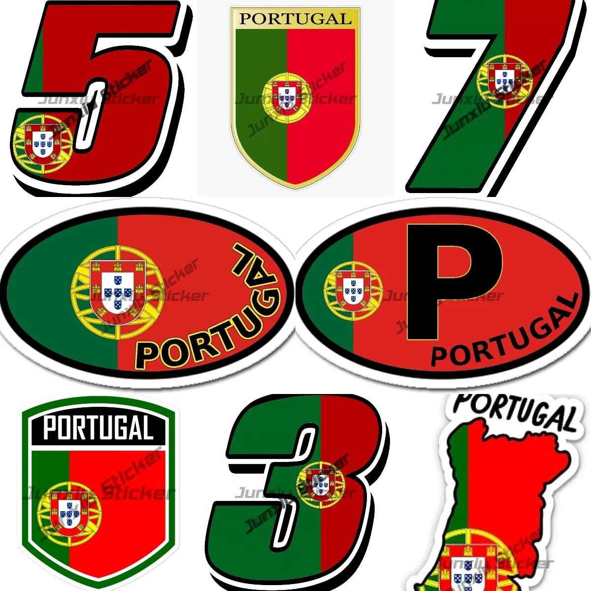 

Portugal Flag Emblem Stickers Portugal Flag Numbers Styling Decals High-Quality Vinyl Perfect for Cars Laptops Car Accessories