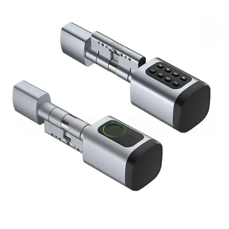 ABMH-Ttlock Bluetooth Fingerprint Cylinder Smart Door Lock Digital Code Key Card Remote Control Adjustable 60-90Mm