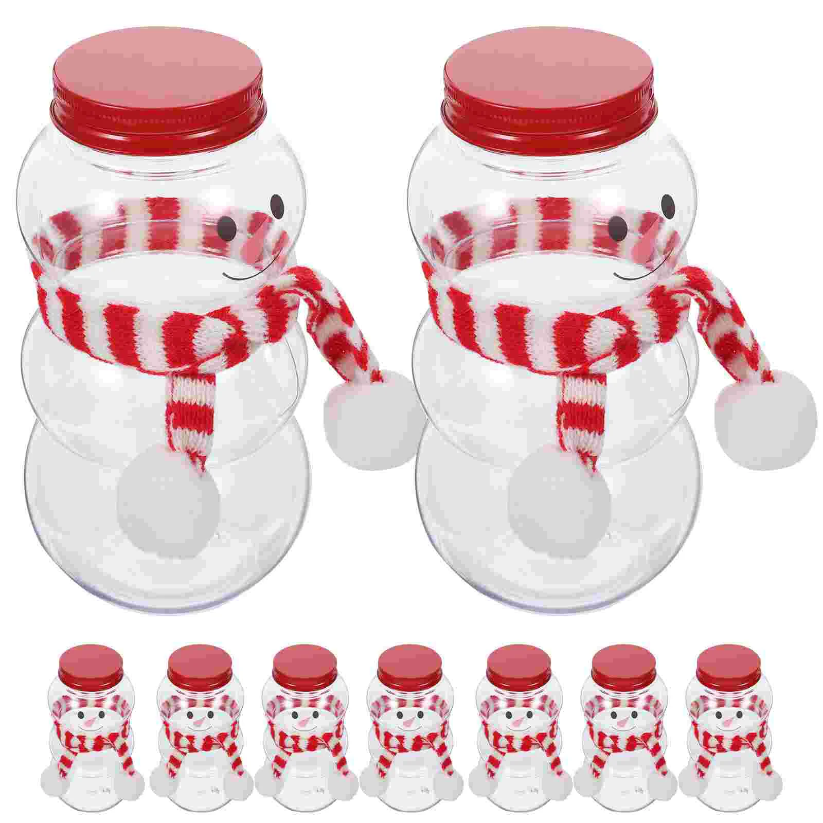 

10 Sets Water Bottle Christmas Man Milk Bottles with Lids Clear The Pet Empty Juice