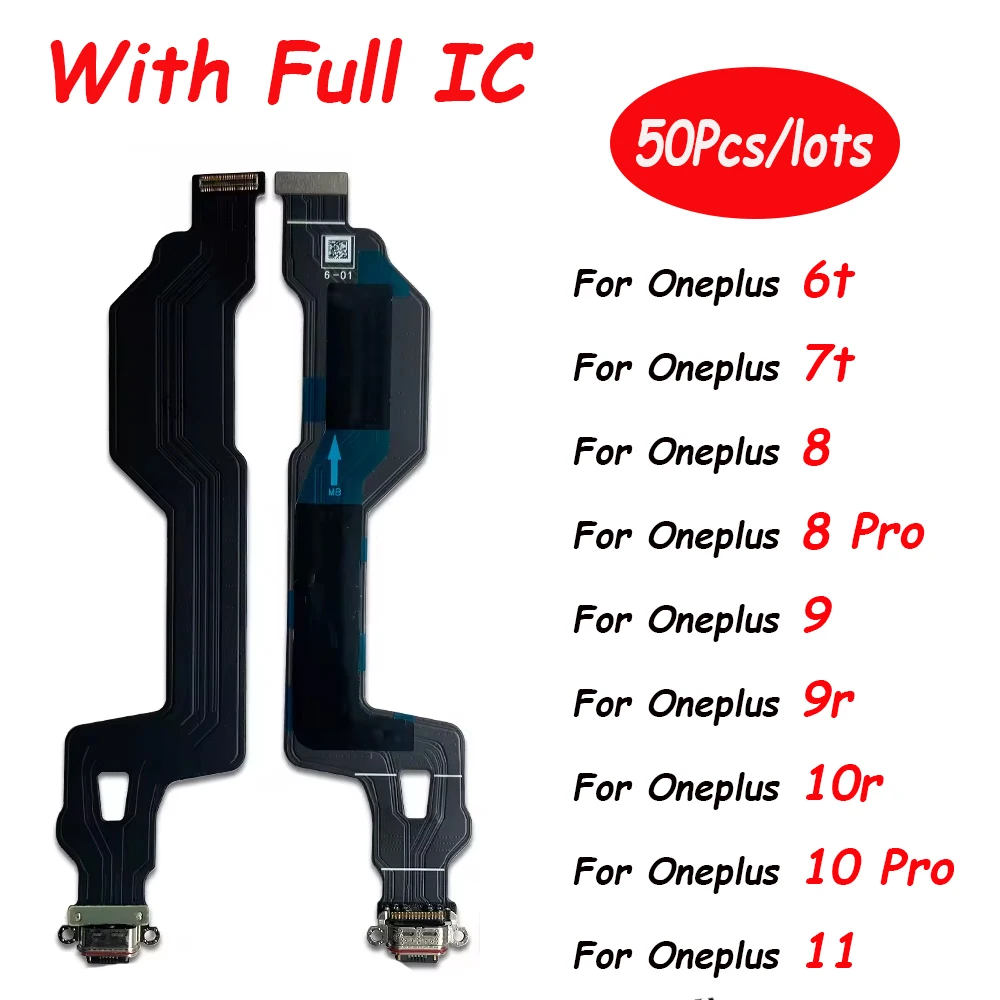 

50Pcs，USB Dock Connector Charging Port Flex Cable For Oneplus 9 Pro 9R 9RT 10 10R 11 8 Pro 7t 6t Charger Board With Mic Module