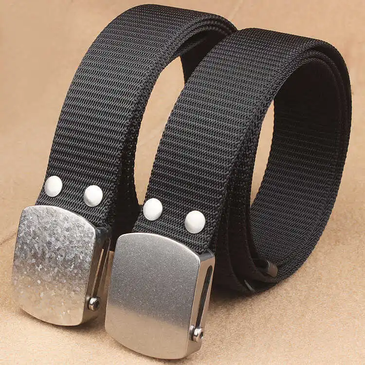 Pure Titanium Automatic Buckle Belt Nylon Casual Waist Belt for Men Outdoor Tactical Canvas Leisure Pants Student Belt