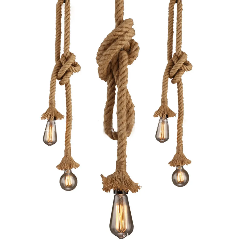 Hemp Fiber Pendant Light 250cm Woven Rope Hanging Lamp Modern Rustic Decor for Bedroom Office Restaurant Home