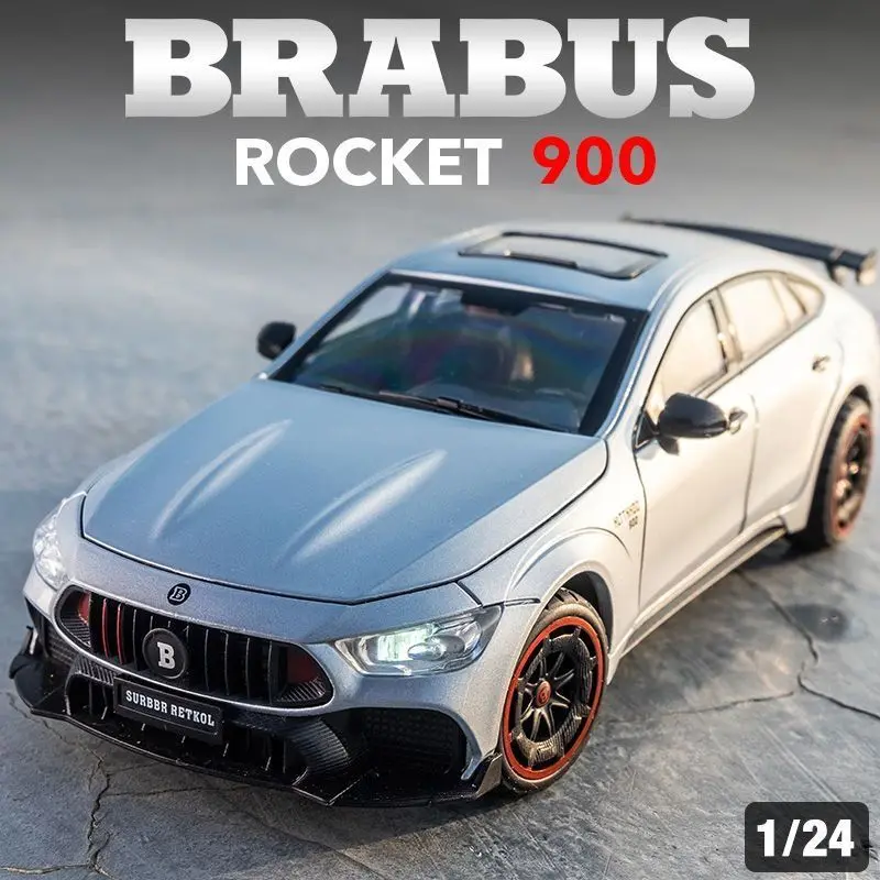 1:24 BRABUS ROCKET 900 Diecast Alloy Car Model with 6 Openable Doors Front Wheel Steering for Collectors and Hobby Display