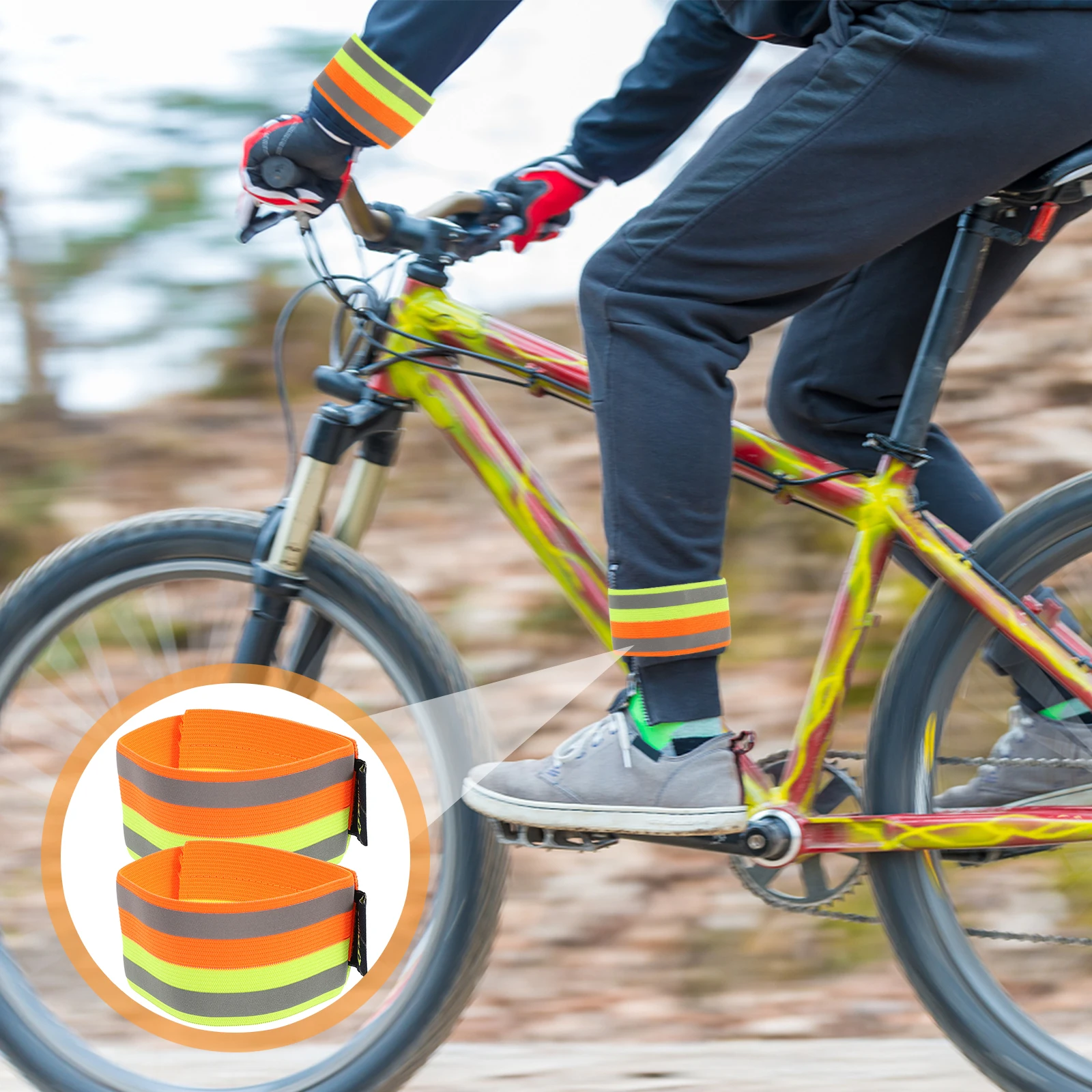 

2Pcs High Visibility Reflective Leg Straps Adjustable for Running Walking Cycling Outdoor Safety Armband Bands