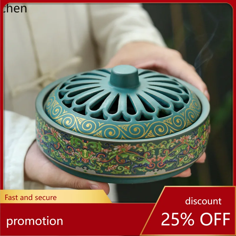 

Cz ceramic cloisonné incense burner ornament - creative home decor, aroma diffuser, enamel color burner