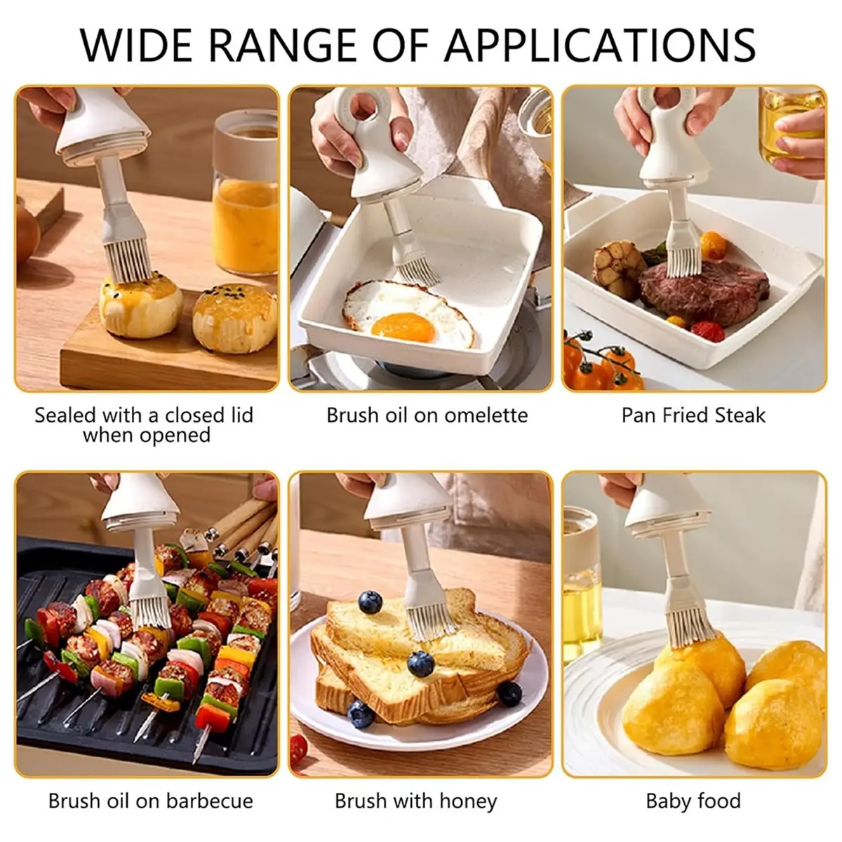 2-in-1 Oil Brush Bottle with Silicone Brush Head Borosilicate Glass Oil Dispenser for BBQ Leak-Proof & No Drip Design