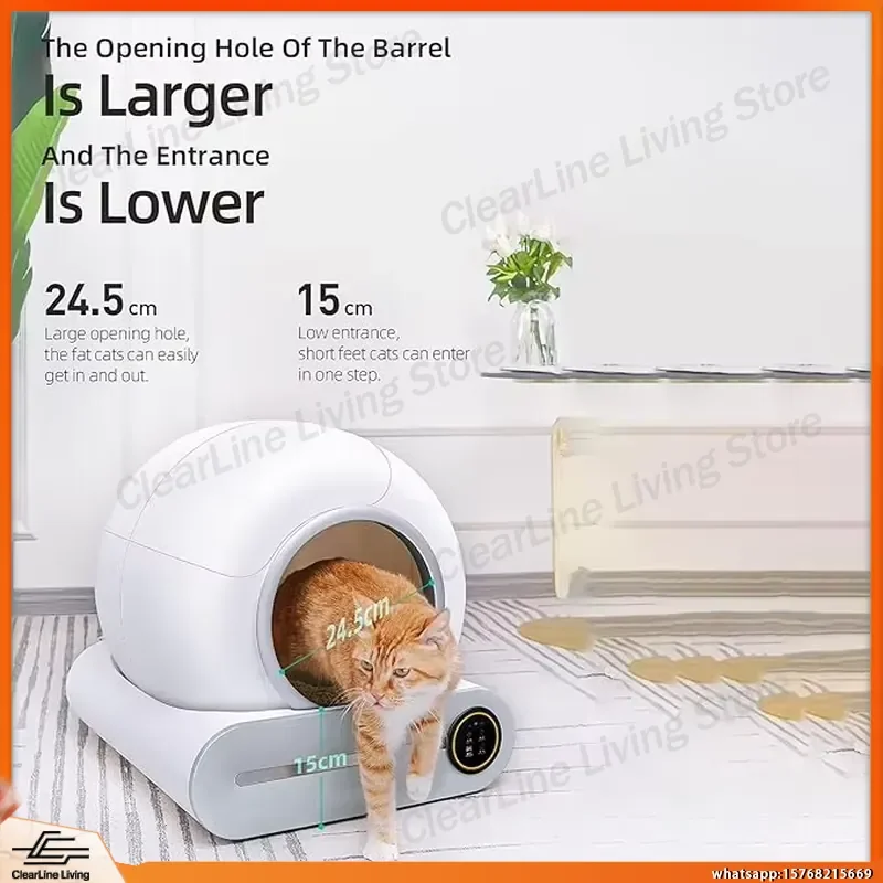 

Large Capacity 65L + 9L Smart Self Cleaning Cat Litter Box Automatic Cat Toilet with APP Control Easy Clean Plastic Pet
