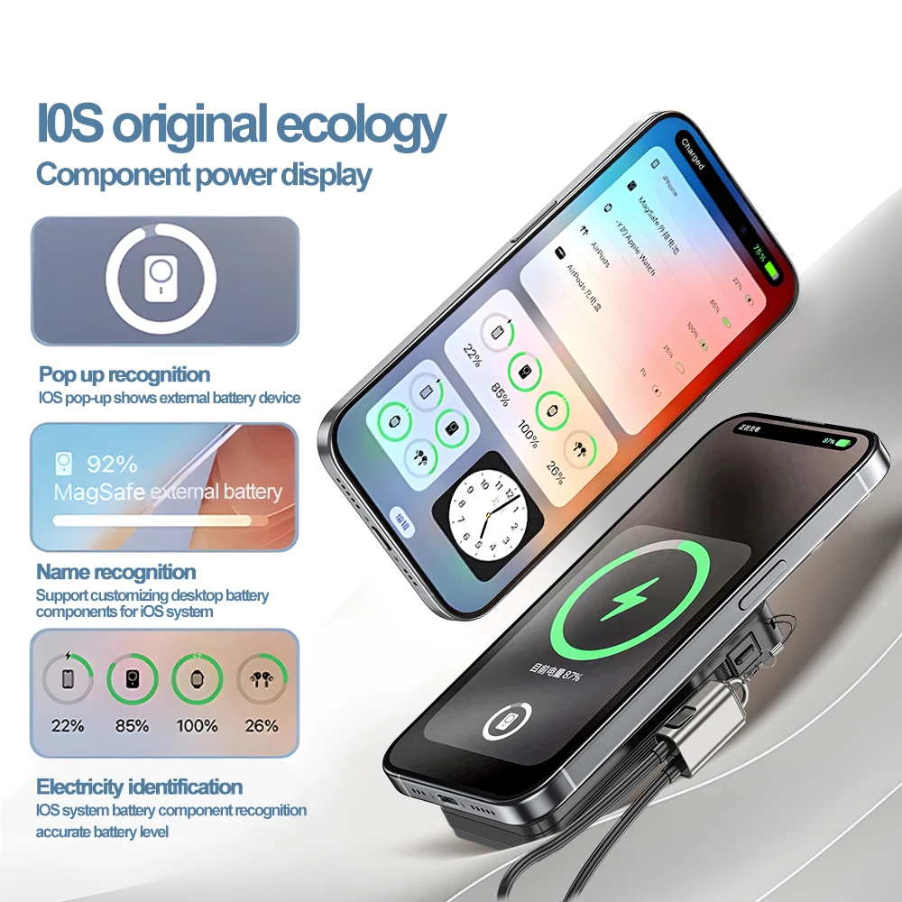 4 in 1 Magnetic 10000mAh Wireless Power Bank 35W Fast Charging Self Charging Multifunctional Powerbank For Magsafe iPhone Xiaomi