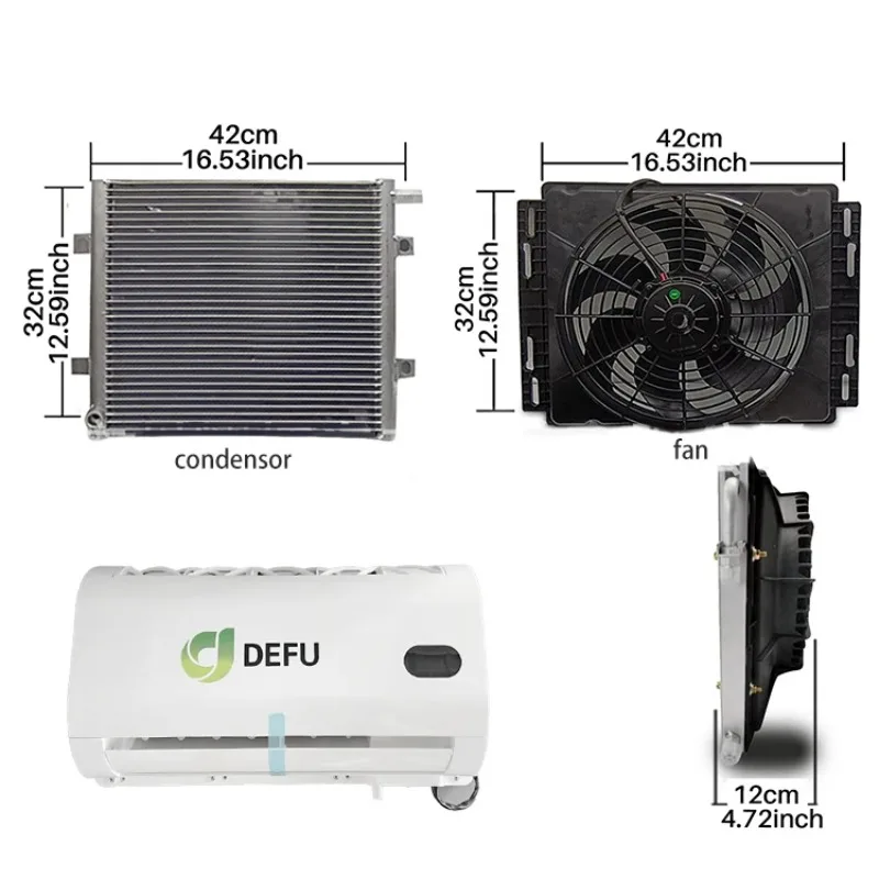 مكيف هواء شاحنة كهربائية عالمية Clima 12 فولت وحدة تيار متردد تكييف هواء 12 فولت لمقصورة الشاحنة #2