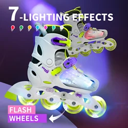 Adjustable Flash Kids Skates, Firefly Fiber LED Inner, 82A Flash Wheels, Locking System, 6-12 years EU/NA VAT