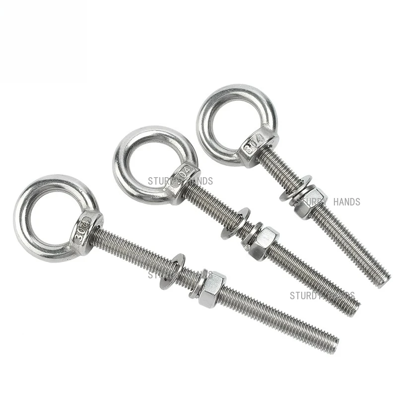 2pcs Stainless steel lifting ring screw Nut set Perforated through wall screw rod Crane bolts and screws
