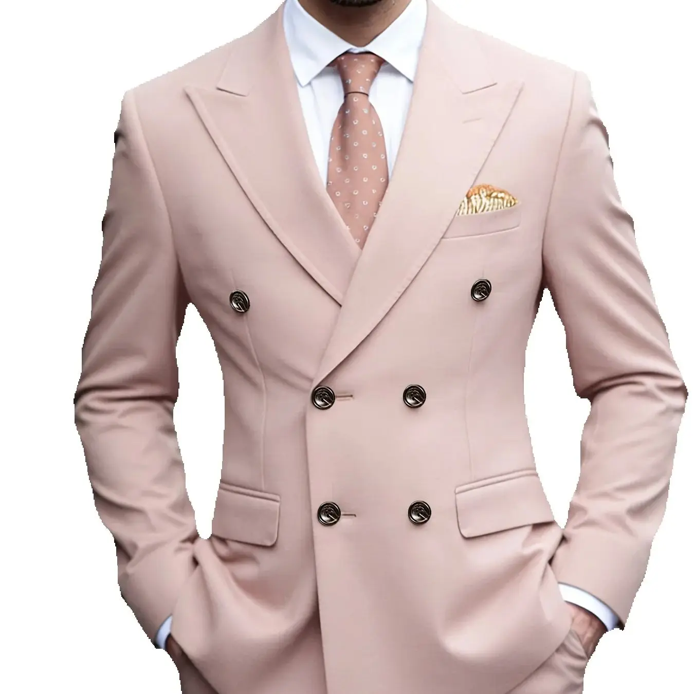 

Мужской розовый двубортный пиджак, приталенный, с острыми лацканами, для деловых встреч, свадеб и торжественных мероприятий