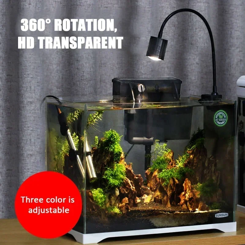 Fish Tank LED Clip Light Adjustable Universal Three Color Lighting Water Grass Turtle Fish Tank Aquarium Lighting Fixtures