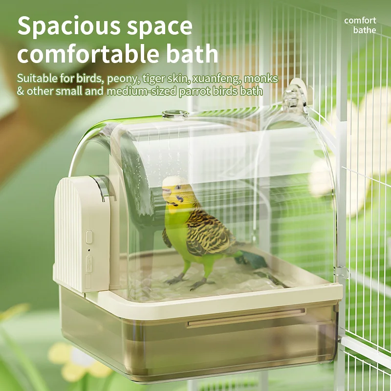 New Automatic Smart Parrot Bath Bird Shower Hanging Bathtub Birds Accessories For Bird Canary Budgerigar Cockatiel Lovebird