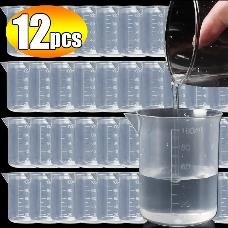 Wholesale 100ML Measuring Cup Graduated Transparent Plastic Measuring Cup Chemical Laboratory Container Jug Kitchen Bar Supplies