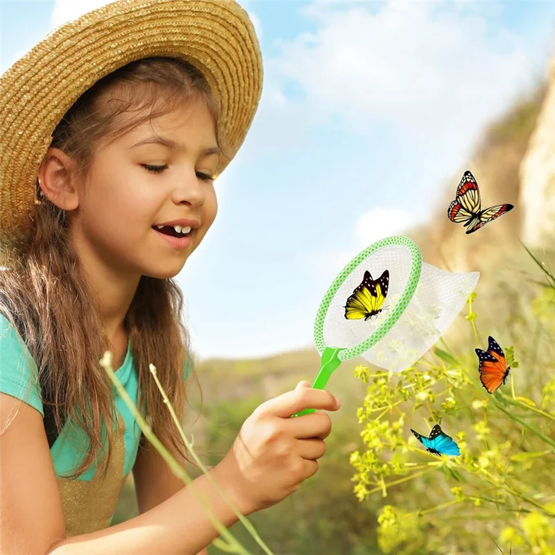 AS96-24 Stuks Vlinder Bug Net Voor Kinderen Insect Verzamelen Net Bug Catcher Visnet Wetenschap Natuur Exploratie Gereedschap