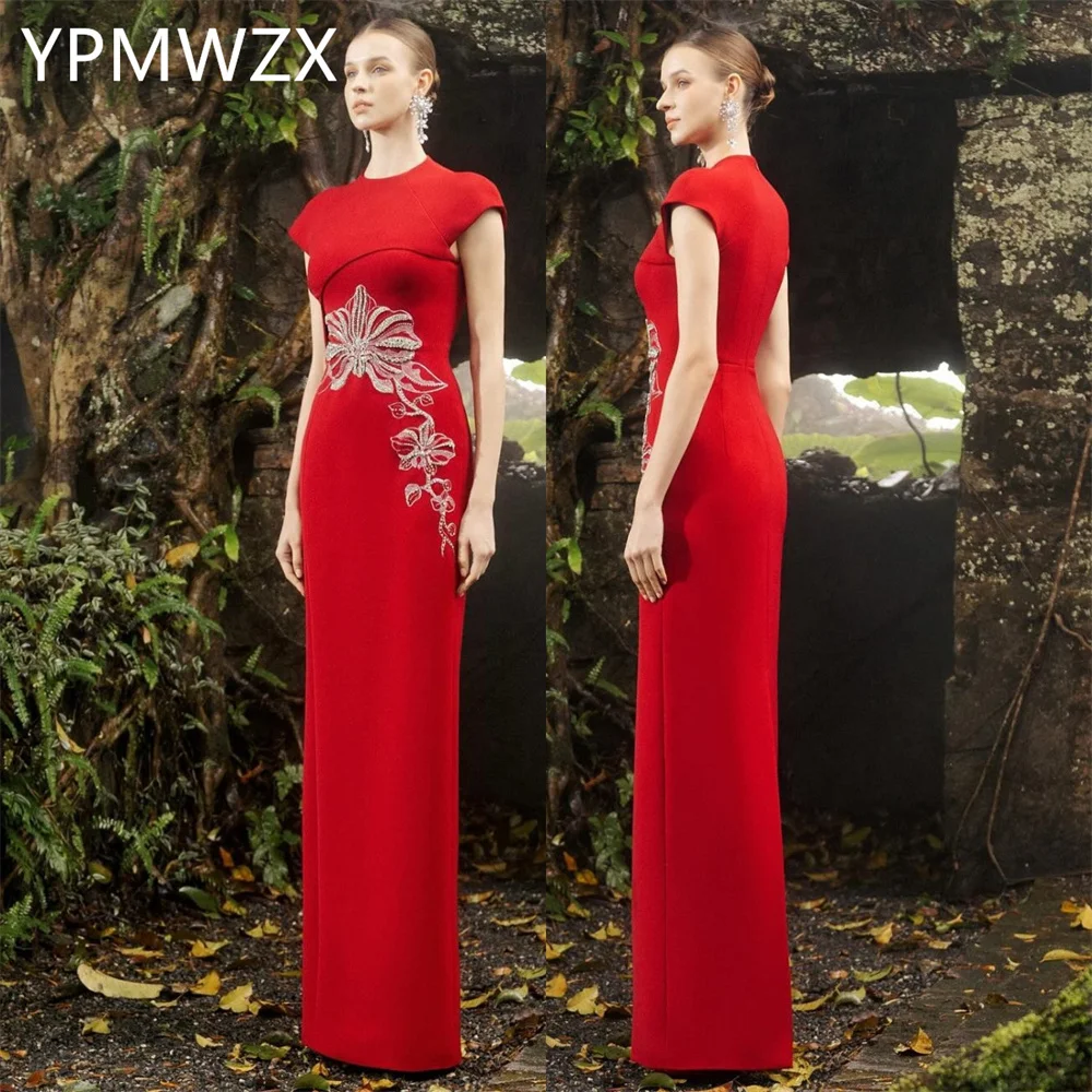 

Customized Evening Dress Formal Women YPMWZX Scoop Neckline Column Floor Length Skirts Bespoke Occasion Dresses Party P