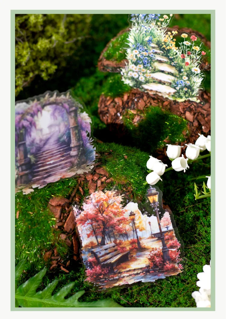 10pcs Stickers Nature Trail Landscaping Handbook DIY Material Decorative Stickers Supplies Package Scrapbook Cut 155*95mm