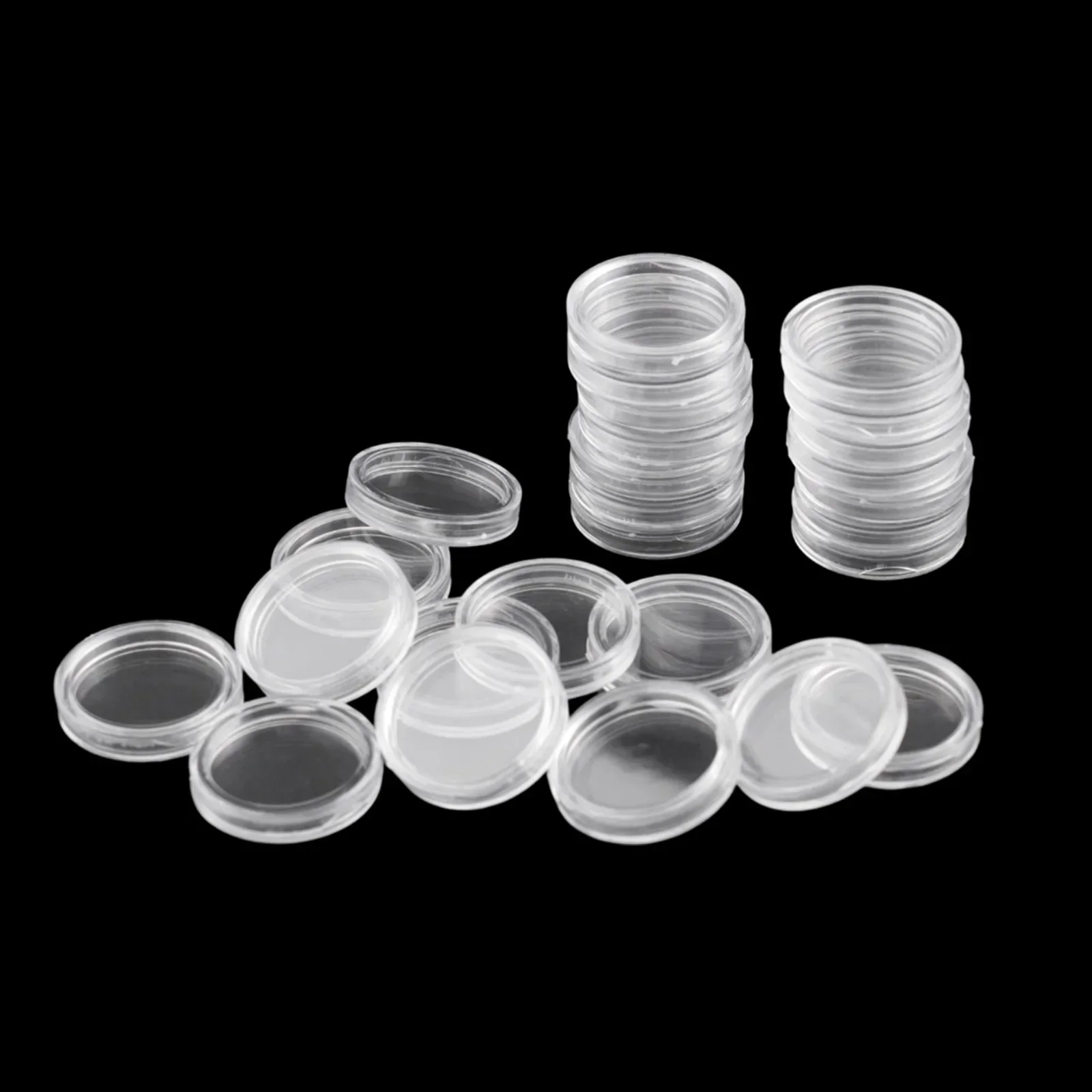 Clear Plastic Coin Holders Capsules, 23mm Diameter, 100Pcs Storage Case Box, Double Shell Design For Coin Appreciation