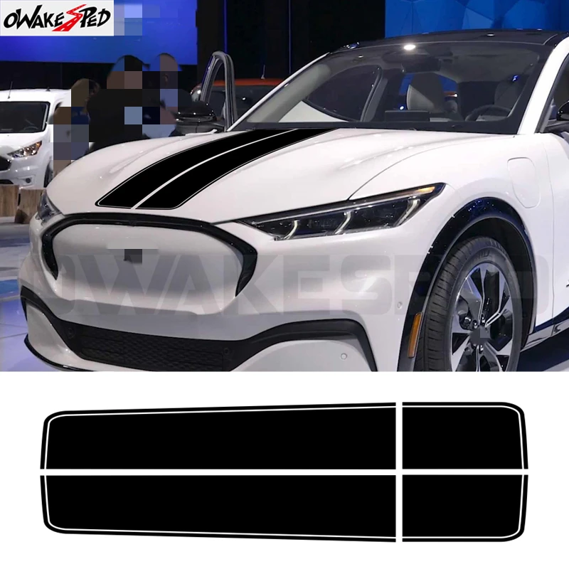 

Racing Sport Car Hood Bonnet Stickers Trunk Tailgate Stripes Graphic Vinyl Film Decals For Ford Mustang Mach E Car Accessories
