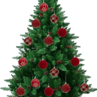 9/16pcs 6cm Flocking Christmas Ball Set Christmas Tree Hanging Ball Decorations for Holiday Birthday Wedding Xmas Party