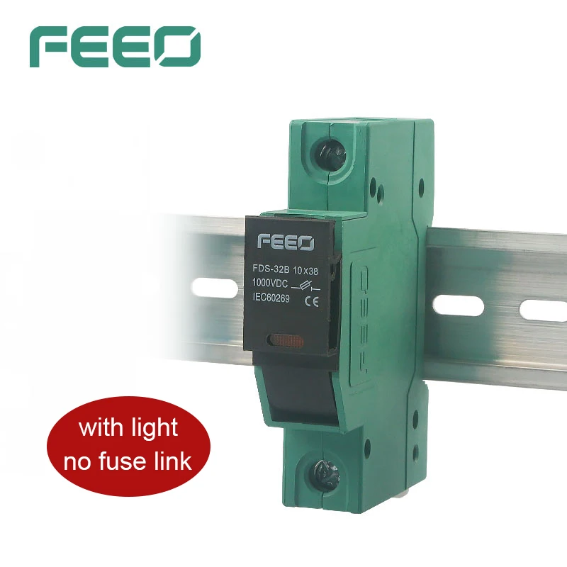 FEEO DC Fuse Holder 1000V  with Light Without Fuse Automotive Fuse Holder Solar Din Rail CE Certification Photovoltaic Tool Kits