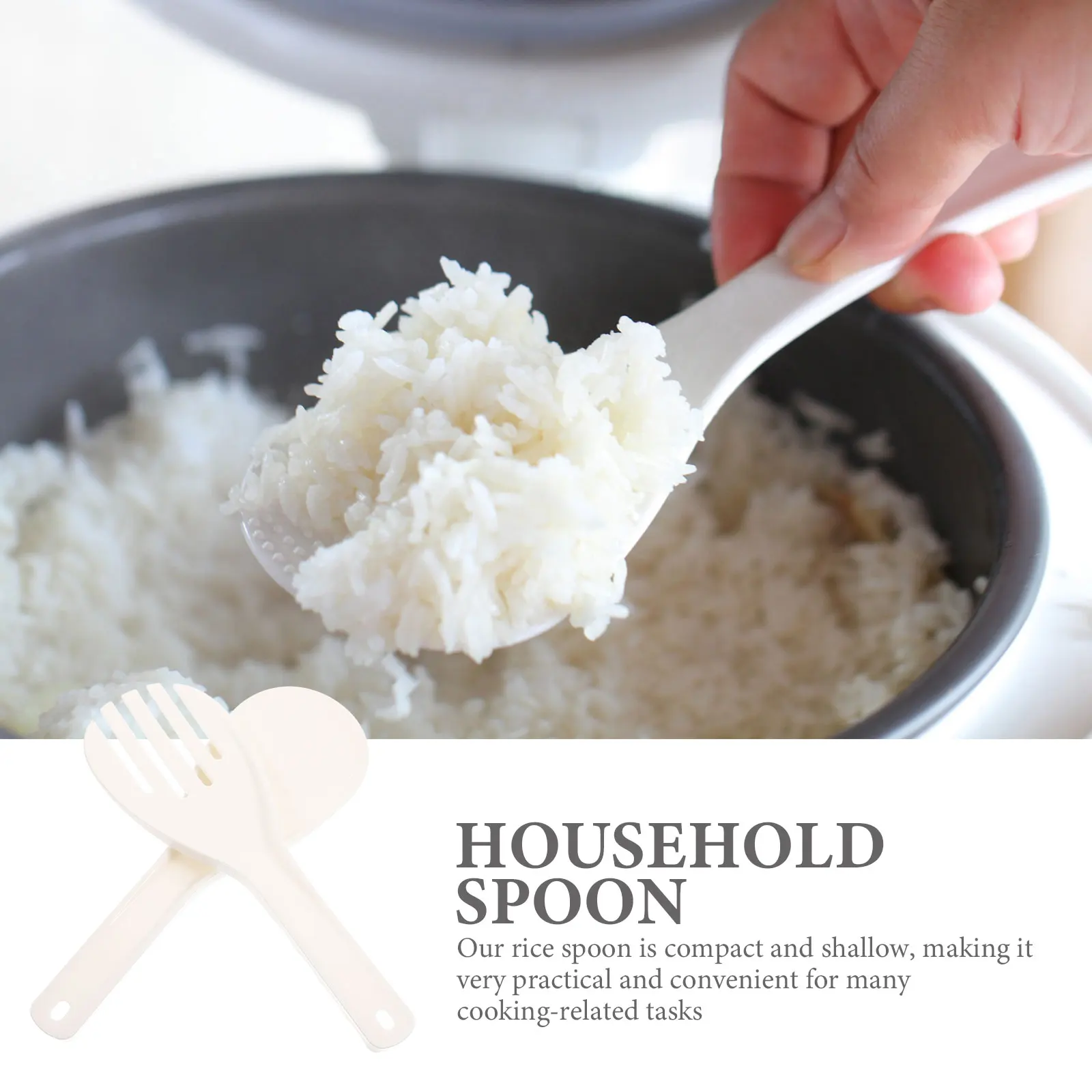 4 Uds cuchara vajilla de cocina paleta de arroz antiadherente para servir Chef de tamaño blanco