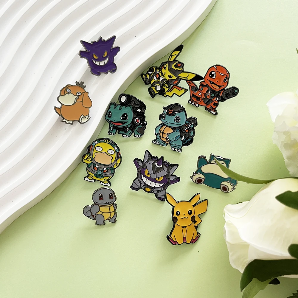 Conjunto de alfinetes esmaltados pikachu e gengar, 11 peças, broches de bandagem criativa, emblemas de metal, acessórios para mochilas, roupas, joias, presente
