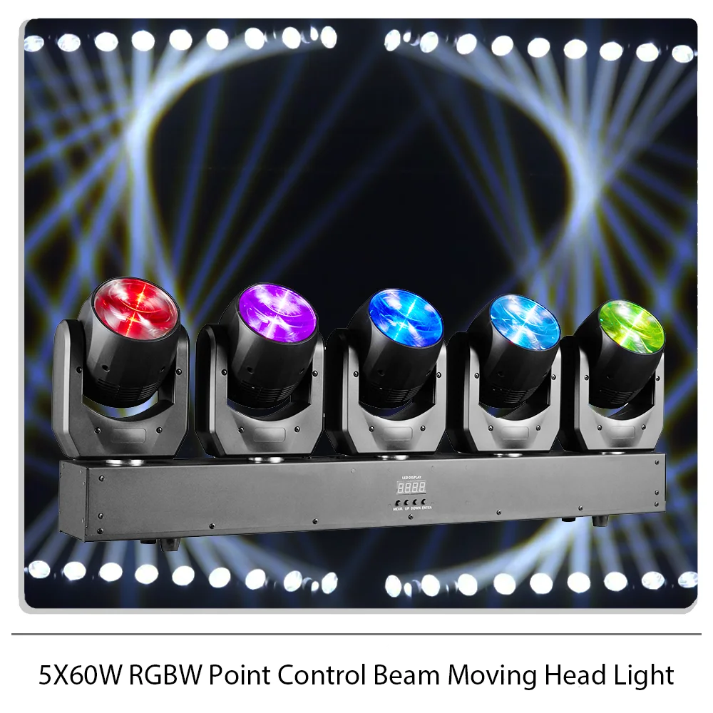 

5X60W RGBW Точечное управление с подвижной головкой DJ Dmx Сценические светильники DMX512 Дискотека Вечеринка Клуб Бар Шоу Эффект освещения сцены