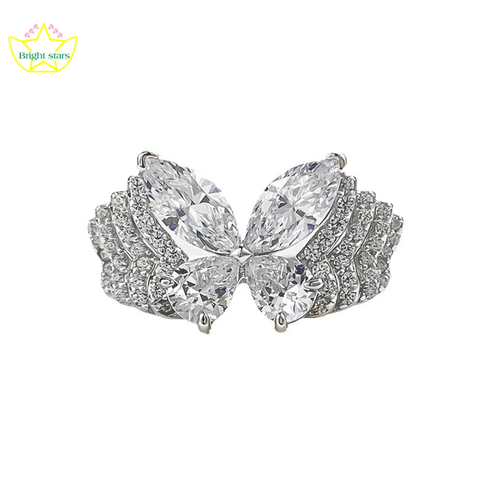 

Bright Stars S925 sterling silver Phantom Butterfly Ring Multiple Layers Butterfly Diamond Rings