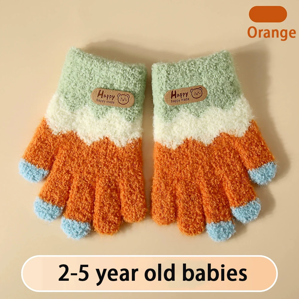 2-5 سنة الشتاء محبوك أفخم الكرتون قفازات الأطفال مقاومة البرد قفازات كاملة الأصابع لطيف دمية دب قفازات صوفية دافئة