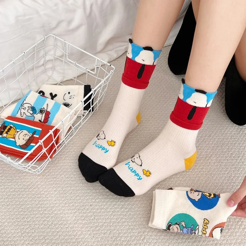 

Animation Character Snoopy Cute Personalized Mid-calf Socks Cartoon Peripheral Creative Girl Outer Wear Knitted Warm Socks Gift