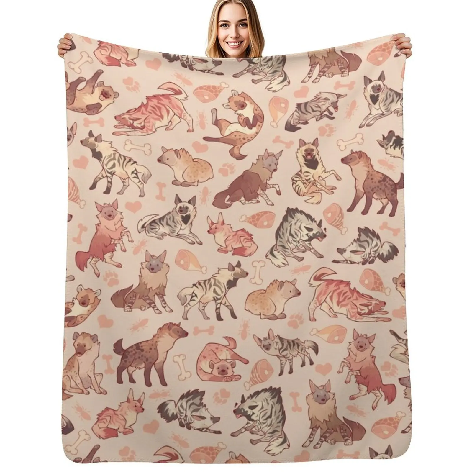 

Hyenas in creamy orange Throw Blanket Weighted Personalized Gift Luxury Throw warm for winter Blanket