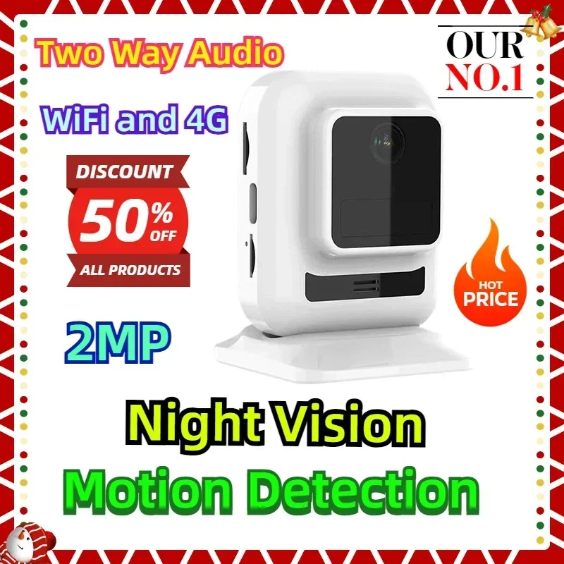 

Two Way Audio Night Vision Motion Detection Magnet Security Camera 2MP WiFi and 4G Mini Surveillance Camera HD Indoor Wireless