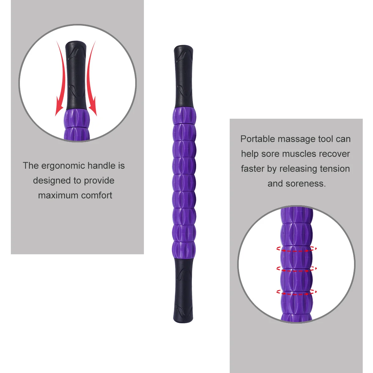 

1pc Massage Roller Stick Portable Yoga Muscle Roller For Sore Muscles Recovery Ergonomic Handle Durable Relaxation Tool Sports