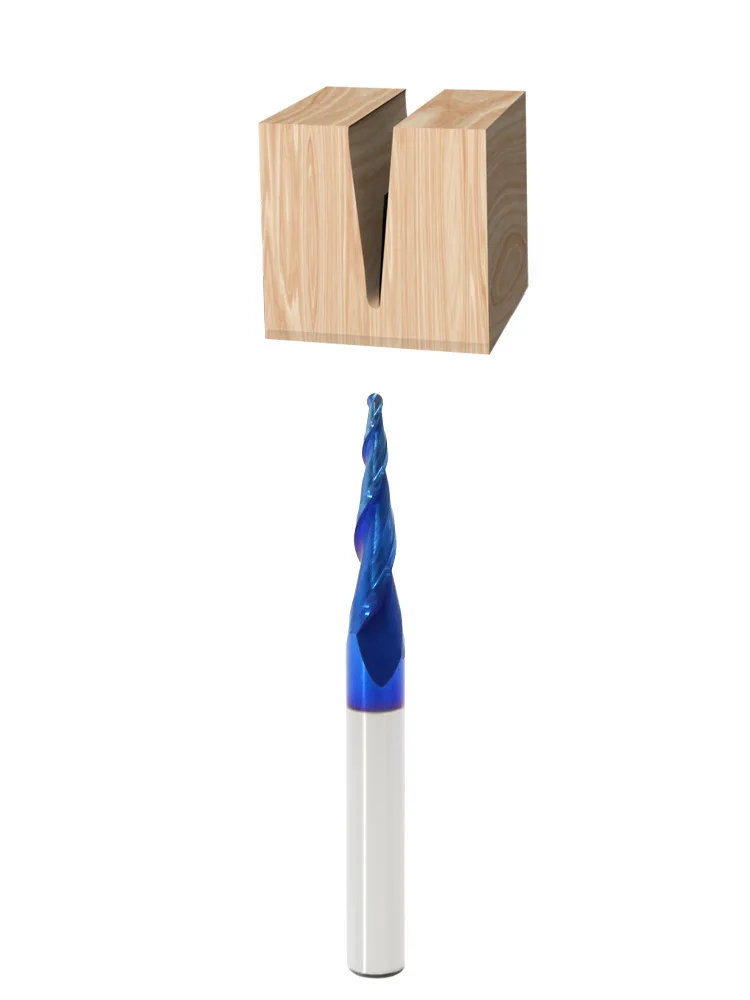 1/4 Shank Solid Carbide Double-Edge Nano Blue Ball End Mill Router Bit Woodworking CNC Milling Cutter