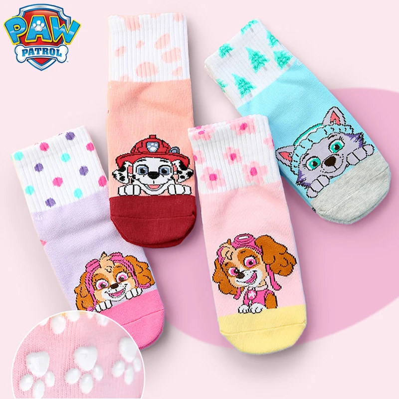 100% Genuine Paw Patrol Girl's Floor Socks Spring Autumn Cotton Socks Baby Children's Indoor Playground Anti slip Walking Socks