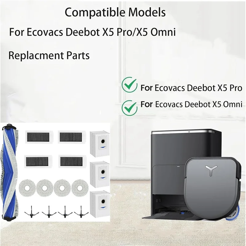 ABUD-164PCS อะไหล่สําหรับ ECOVACS DEEBOT X5 PRO / X5 Pro OMNI เครื่องดูดฝุ่น Mop ผ้ากรอง Hepa หลักแปรงด้านข้าง