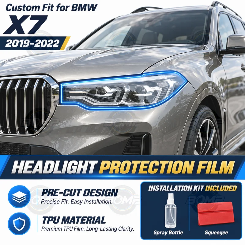 For BMW X7 G07 2019-2022 Car Headlight Protective Film Transparent Black TPU Sticker Kit Pro Premium