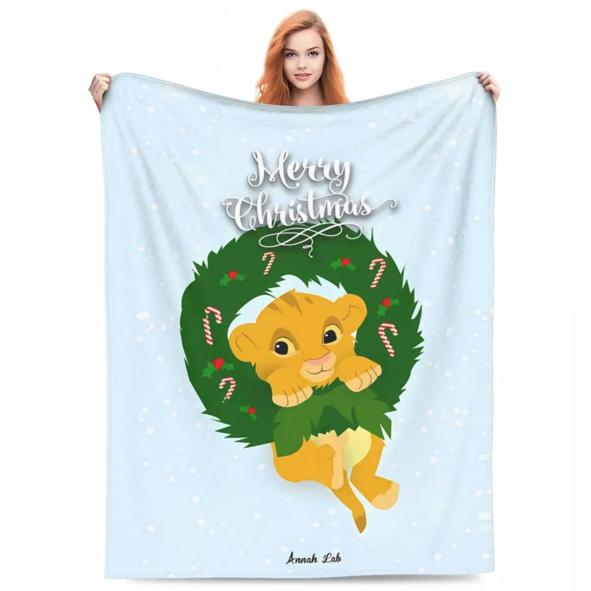 Simba Lion King Christmas Flannel Blanket Soft Warm Throw Blanket for Living Room Picnic Graphic Bedspread Sofa Bed Cover