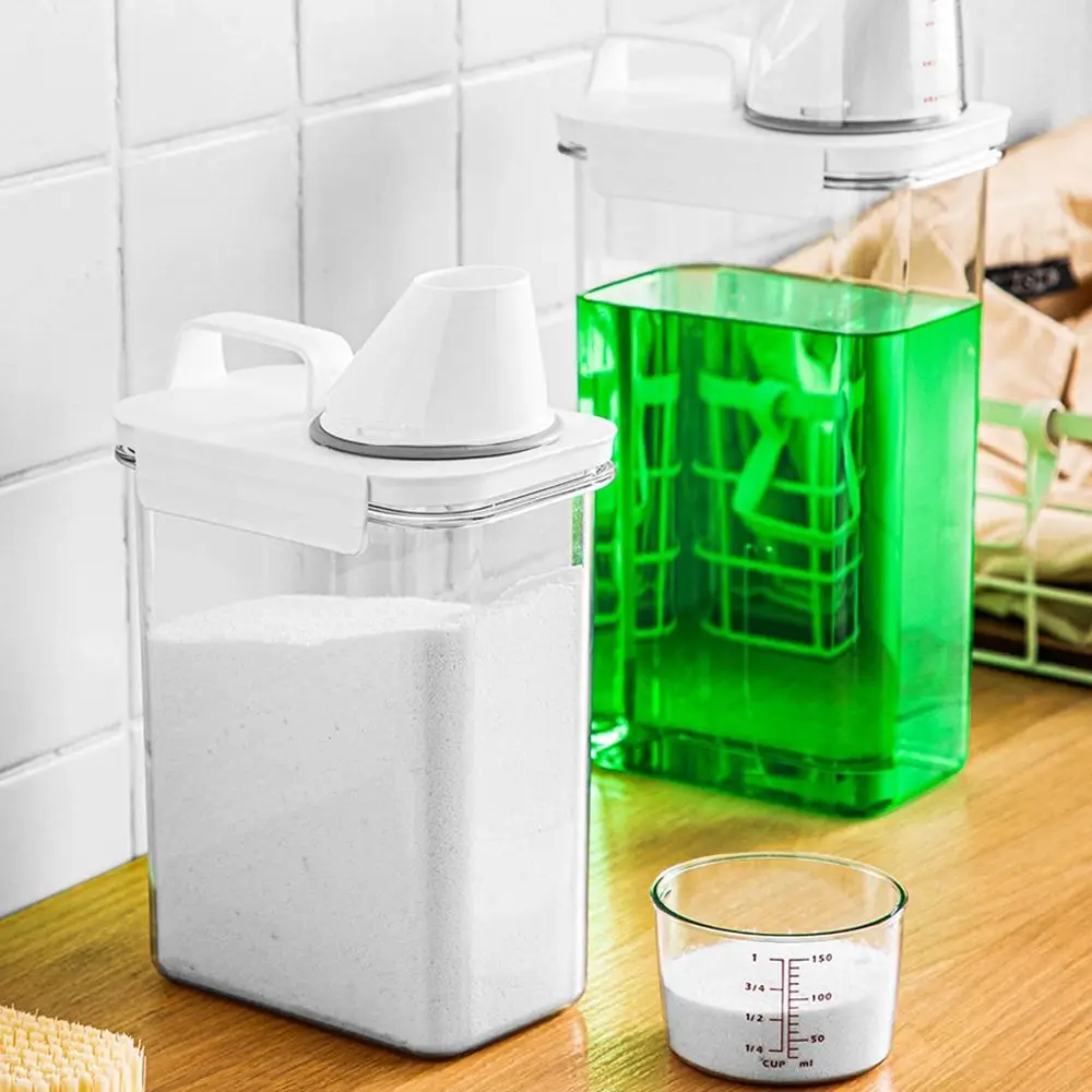 Multipurpose With Lid And Handle Laundry Measuring Cup Cereal Jar Storage Bucket Washing Powder Container Detergent Box