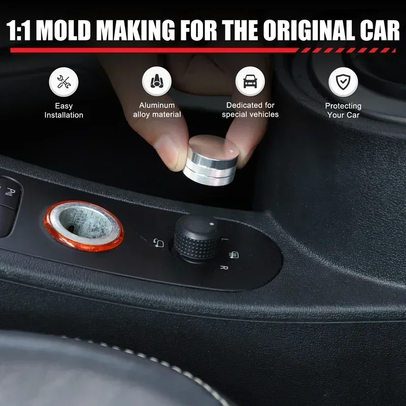 For SEAT Leon MK2 2008-2012 Car Center Console Mirror Adjustment Knob Ring Trim Sticker Aluminum Alloy Car Accessories