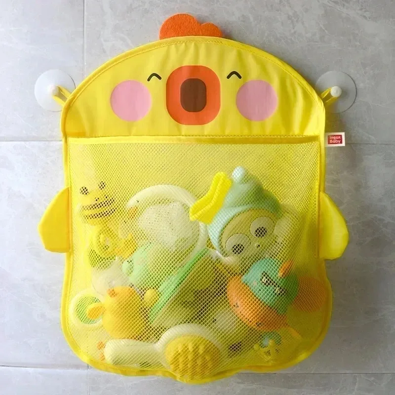 Borsa portaoggetti per giocattoli per bambini Cartoon Little Dinosaur Baby Bathing and Water Playing Toy Storage Net Bag bagno con ventosa